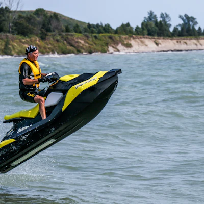 Rider on a yellow jet ski